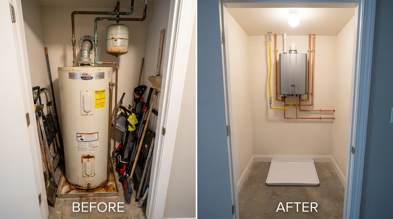 Tank water heater versus wall-mounted tankless unit comparison for Myrtle Beach, SC homeowners